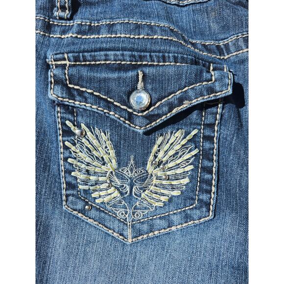 Earl Jean Women's Jeans Size 14 Blue Bootcut Embellished Rhinestone Pockets - Picture 9 of 9